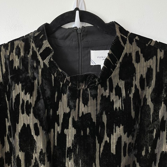 Tuckernuck Pomander Place Black Velvet Gold Metallic Burnout Midi Dress 14 Party - Picture 5 of 12